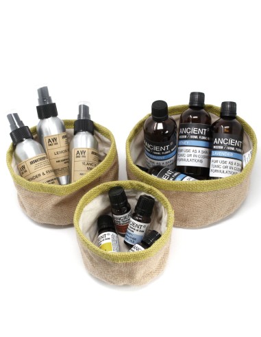 Lot de 3 paniers en jute naturel – Charbon