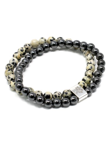Bracelet magnétique en jaspe dalmatien – Stabilité zen