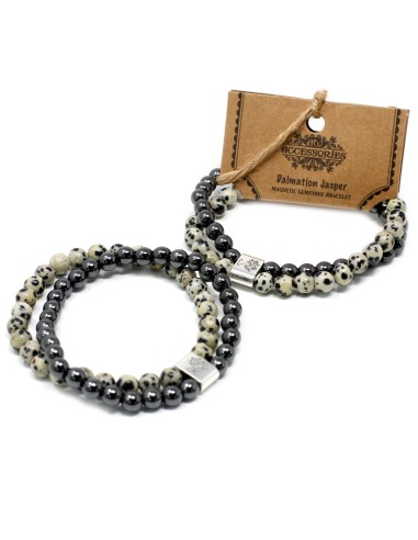 Bracelet magnétique en jaspe dalmatien – Stabilité zen
