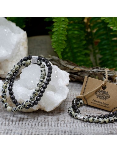 Bracelet magnétique en jaspe dalmatien – Stabilité zen