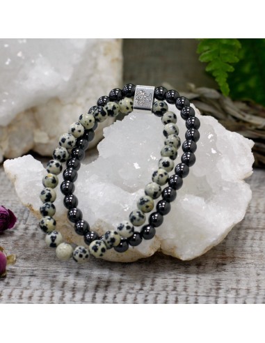 Bracelet magnétique en jaspe dalmatien – Stabilité zen