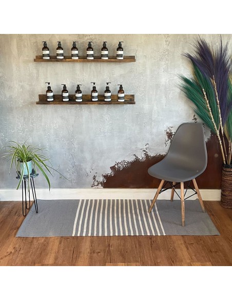 Tapis indien en coton tissé – Gris zen