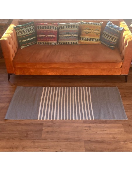 Tapis indien en coton tissé – Gris zen