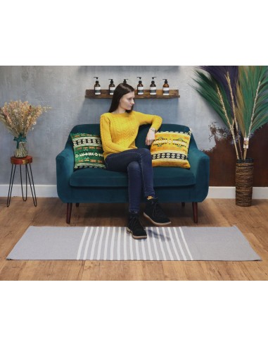 Tapis indien en coton tissé – Gris zen