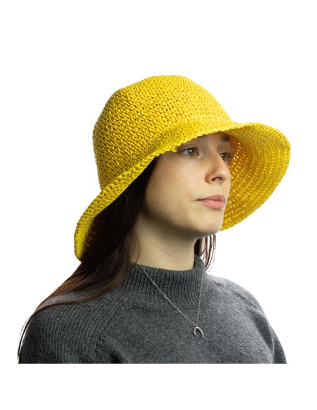 Chapeau de paille à large bord – Jaune soleil