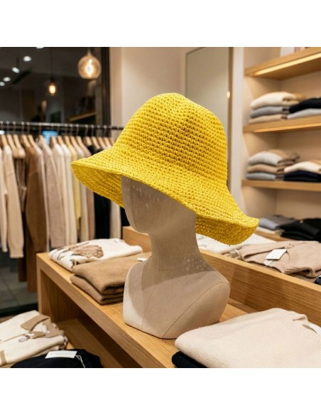 Chapeau de paille à large bord – Jaune soleil