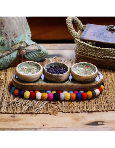 Centre de table en boules de feutre – Ovale multicolore