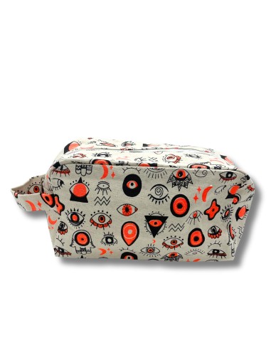 Trousse de toilette moyenne en coton – Motifs yeux multiples