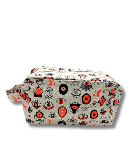Trousse de toilette moyenne en coton – Motifs yeux multiples