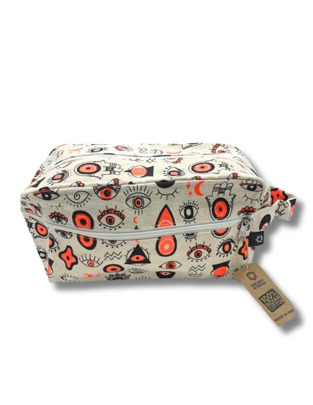 Trousse de toilette moyenne en coton – Motifs yeux multiples