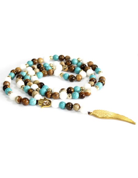 Collier aile d’ange en pierres – Protection zen