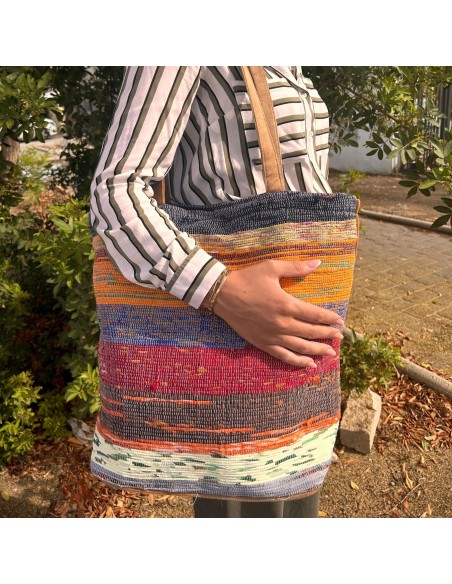 Grand sac en tapis recyclés – Ombres de champignons