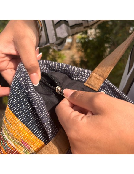 Grand sac en tapis recyclés – Ombres de champignons