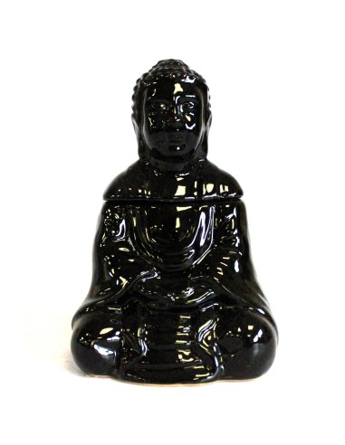 Brûle-parfum Bouddha assis – Noir zen