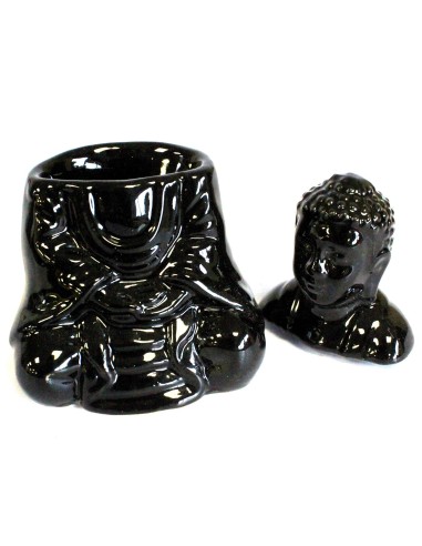 Brûle-parfum Bouddha assis – Noir zen