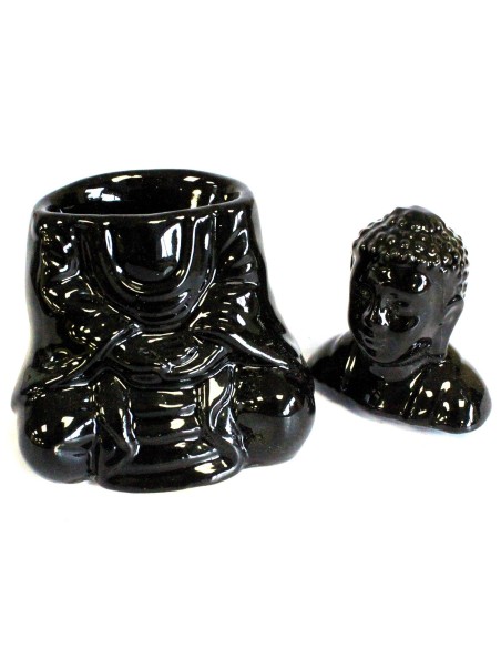 Brûle-parfum Bouddha assis – Noir zen