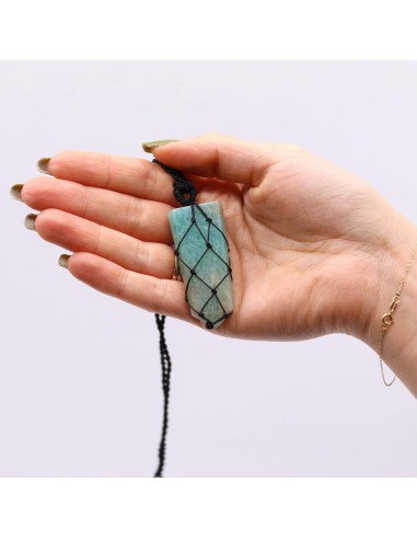 Pendentif pointe tressée en amazonite – Calme zen