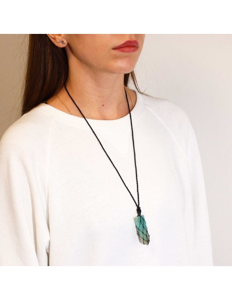 Pendentif pointe tressée en amazonite – Calme zen
