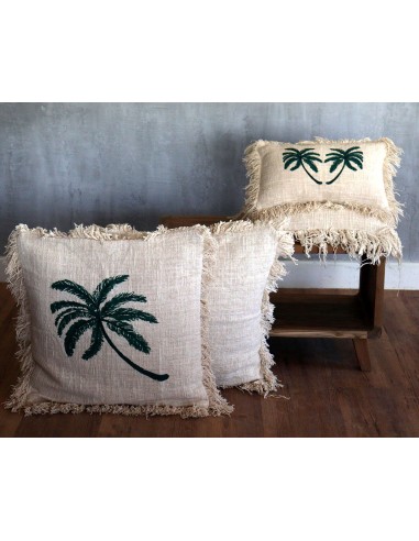 Housse de coussin en lin palmier – Esprit tropical zen