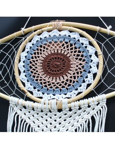 Attrape-rêves macramé œil protecteur – Tons naturels