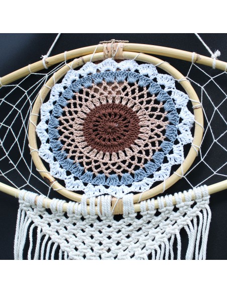 Attrape-rêves macramé œil protecteur – Tons naturels