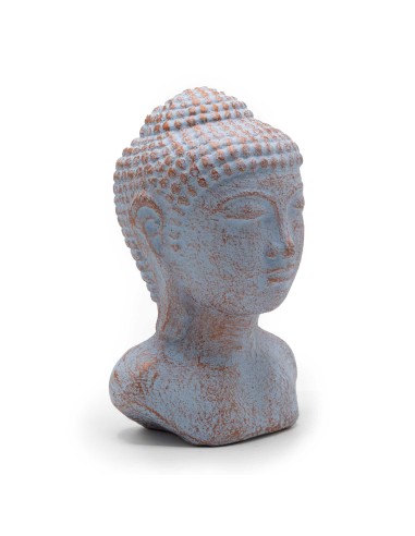Tête de Bouddha méditatif – Nuances cuivre & bleu