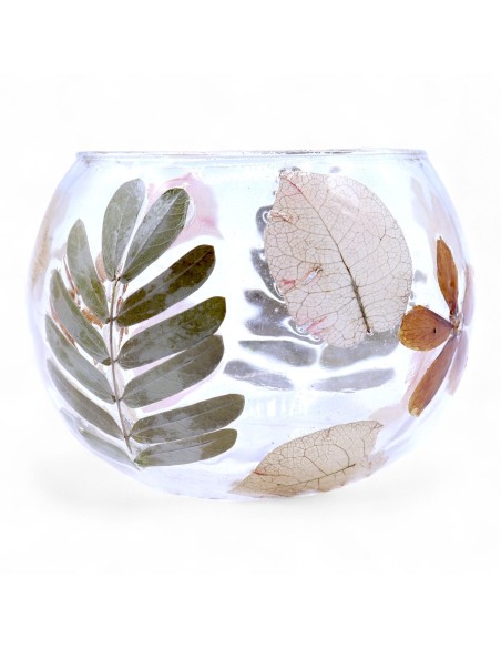 Photophore en verre floral naturel – Bol Printemps