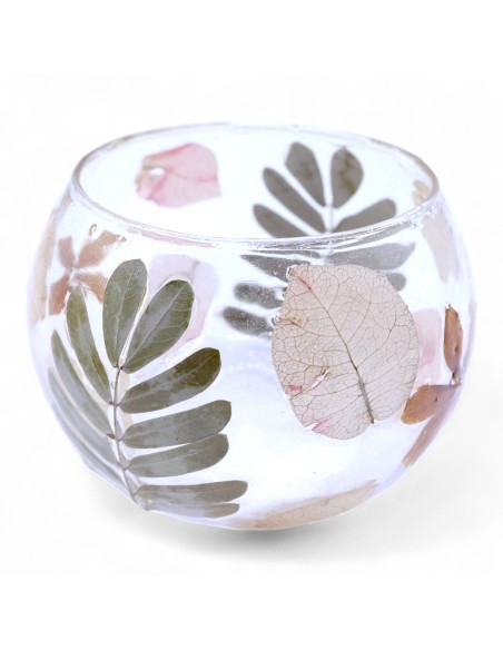 Photophore en verre floral naturel – Bol Printemps