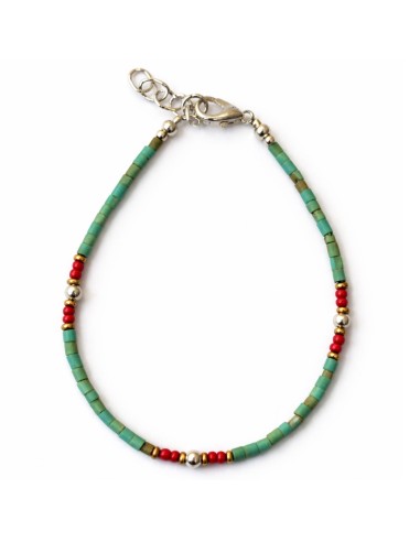 Bracelet népalais perles fines – Turquoise & pierre