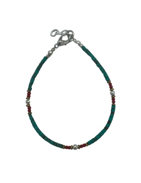 Bracelet népalais perles fines – Turquoise & pierre