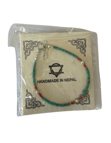 Bracelet népalais perles fines – Turquoise & pierre