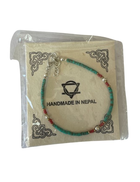 Bracelet népalais perles fines – Turquoise & pierre
