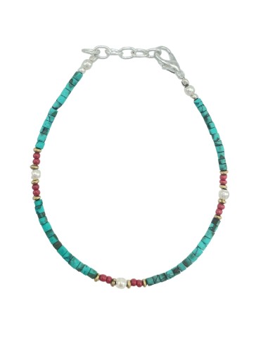 Bracelet népalais perles fines – Turquoise & pierre