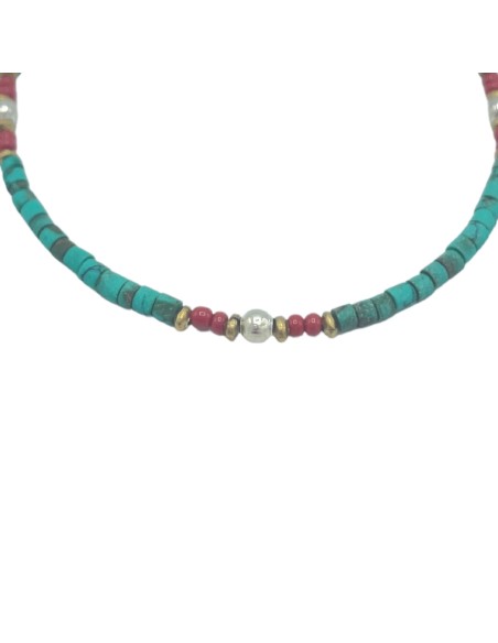 Bracelet népalais perles fines – Turquoise & pierre