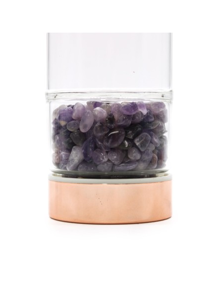 Bouteille à thé en verre – Finition or rose & améthyste