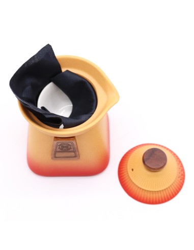 Service à thé Temple – Terre orangée (théière & 3 tasses)