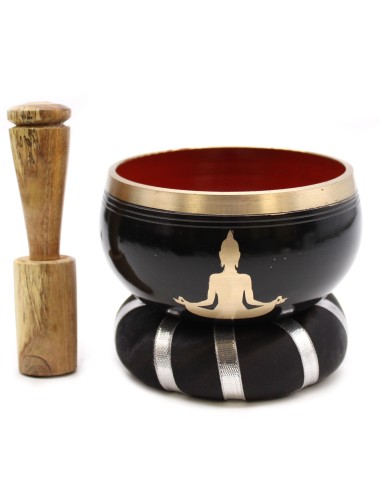 Set de bol tibétain – Bouddha noir & orangé