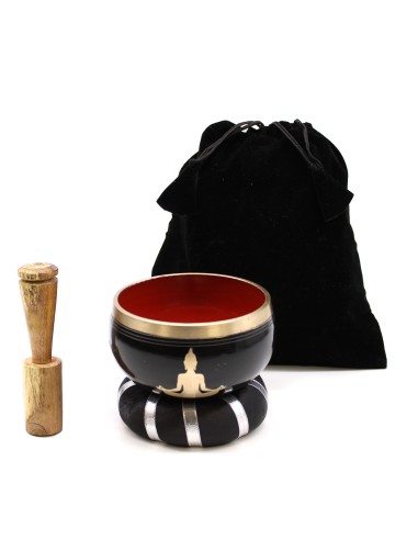 Set de bol tibétain – Bouddha noir & orangé
