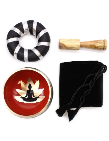 Set de bol tibétain – Bouddha noir & orangé