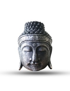 Tête de Bouddha décorative argentée – Lumière zen