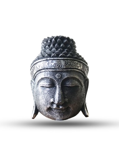 Tête de Bouddha décorative argentée – Lumière zen
