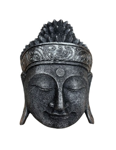 Tête de Bouddha décorative argentée – Lumière zen