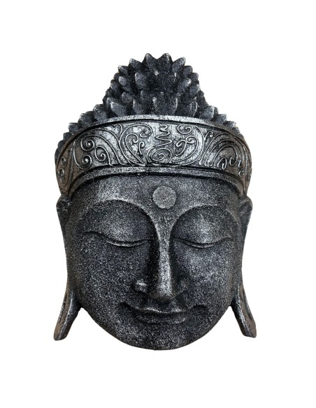 Tête de Bouddha décorative argentée – Lumière zen