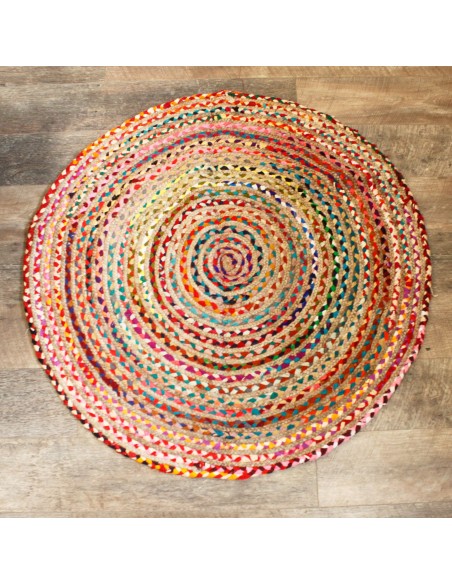 Tapis rond jute & coton recyclé – Nature zen