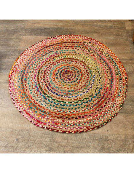 Tapis rond jute & coton recyclé – Nature zen