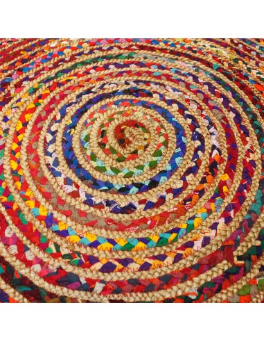 Tapis rond jute & coton recyclé – Nature zen