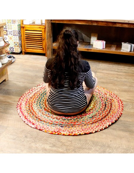 Tapis rond jute & coton recyclé – Nature zen