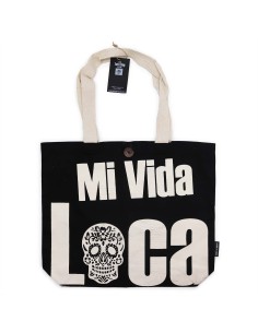 Sac cabas iconique – «?Mi Vida Loca?» – Toile naturelle noire