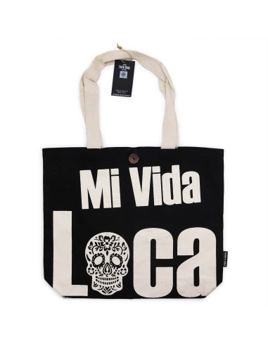 Sac cabas iconique – «?Mi Vida Loca?» – Toile naturelle noire