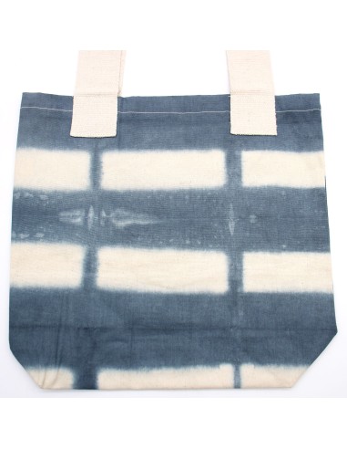 Sac cabas en coton tie?dye – Rectangles gris, anses naturelles
